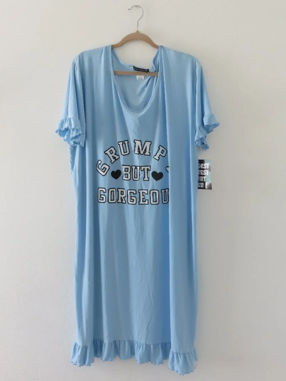 (#133) 5 More Minutes Lt. Blue ( GRUMPY BUT GORGEOUS) PJ Night Gown one size